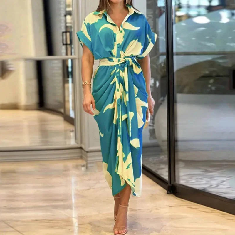 HOUZHOU-Elegant-Dress-Shirt-Women-Art-Print-Lapel-Short-Sleeve-Single-Row-Button-Tie-Up-Pleated_0a16fb4d-53f3-41f8-82bf-6a5c5bc0497c.webp